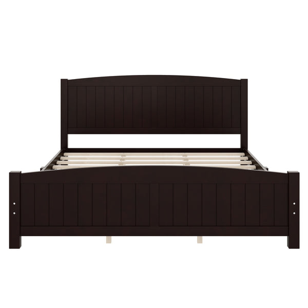 English Elm King Solid Wood Platform Bed with Slatted Support, Modern White Finish, No Box Spring Needed, Sturdy Design Espresso W1580P374317