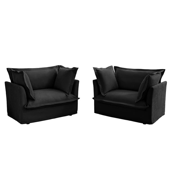 English Elm Set Of 2 Slipcovered Armchairs - Luxurious Deep Seat Chairs In Soft Chenille For Cozy Living Spaces W3041S00108-GIGA