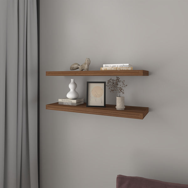 English Elm Floating Shelf Dallas Mahogany - Set of 2 Engineered Wood Wall Shelves 32" x 10.6" Sleek Space-Saving Decor B092P238706