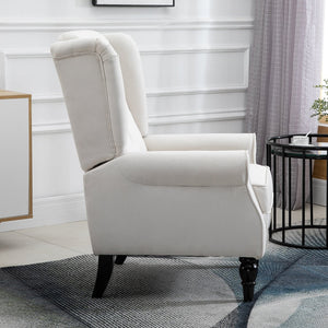 English Elm HOMCOM Button-Tufted Accent Chair with High Wingback, Deep Diamond Tufting and Plush Padded Seat Cream White W2225P217481