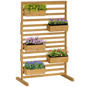 English Elm Outsunny Wooden Vertical Plant Trellis Stand With 5 Tiers Of Planter Boxes For Outdoor Spaces W2225P217233-GIGA