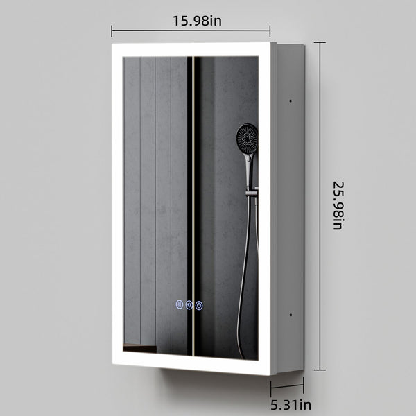 English Elm Led Lighted Medicine Cabinet With Anti-Fog Mirror, Adjustable Color Temperatures & Storage Solutions W3735P374358