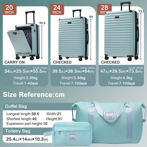 English Elm Luggage 5 Piece Abs Hardshell Travel Set with Usb Port Spinner Wheels and Tsa Lock Light Blue N732P265290N
