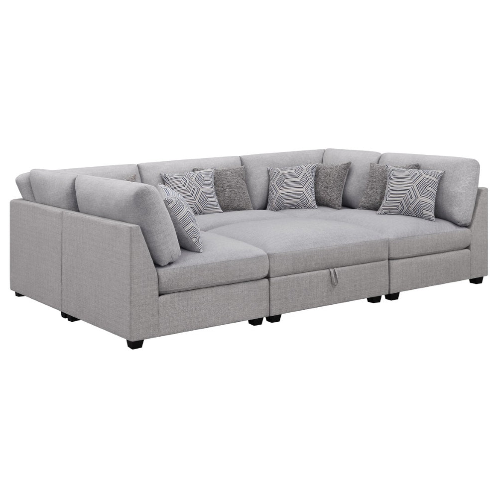 English Elm Lafayette Modular Sectional Sofa with Storage Ottoman and Down Feather Cushions B062S01445