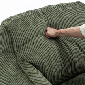 English Elm Giant Corduroy Bean Bag Sofa with Armrests Foam Filled Cozy Adult Lounge Chair Green W2200P442802