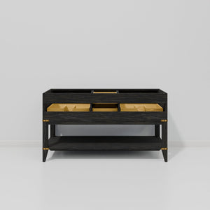 English Elm Black Oak Double Bath Vanity: 60" W Solid Wood Design With Cultured Marble Top & Ample Storage B2731P261033