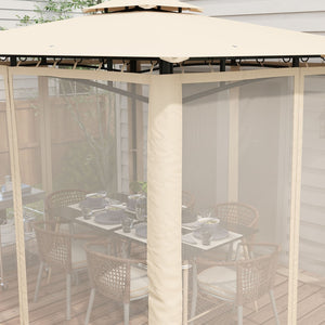 English Elm Outsunny 10' X 12' Double Roof Patio Gazebo With Mesh Netting, Durable Metal Frame For Outdoor Comfort W2225P174165-GIGA