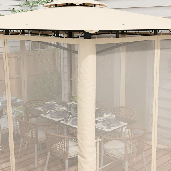 English Elm Outsunny 10' X 12' Double Roof Patio Gazebo With Mesh Netting, Durable Metal Frame For Outdoor Comfort W2225P174165-GIGA