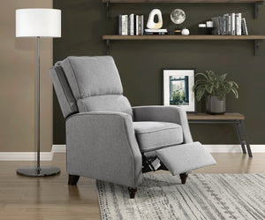 English Elm Gray Push-Back Reclining Chair with Textured Fabric, Transitional Comfort, Turned Wood Legs, 29.5x37x42" B011P395862