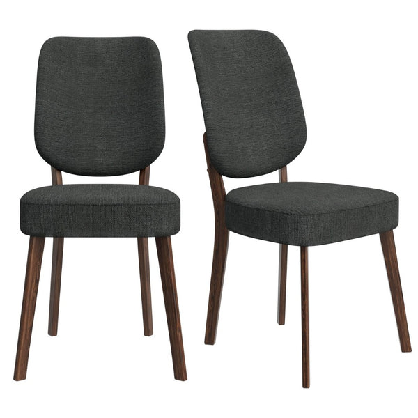 English Elm Dellers Mid-century Upholstered Dining Chair Set Walnut Tapered Legs Foam Cushion Gray B127P495101