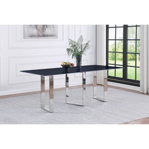 English Elm Forster Sintered Stone Rectangular Dining Table with Sculptural Steel Base Seats Eight B062S01482