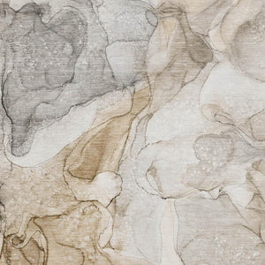 HomeRoots 8' X 10' Beige & Ivory Abstract Area Rug - Washable, Stain Resistant, UV Protected for High Traffic Spaces 647000