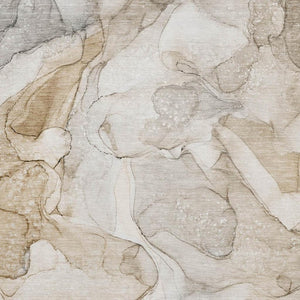 HomeRoots 10' X 14' Beige And Ivory Abstract Area Rug - Washable, Stain-Resistant, UV-Protected for Homes 647002