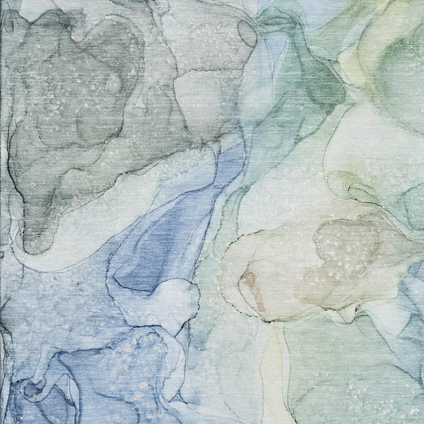 HomeRoots 8' X 10' Blue and Ivory Abstract Area Rug – Washable, UV-Protected, Pet-Friendly, Modern Design 647006