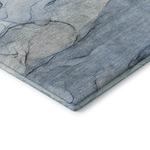 HomeRoots 9' X 12' Blue And Ivory Modern Abstract Area Rug – Washable, UV-Protected, Durable & Stylish Design! 647007