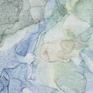 HomeRoots 9' X 12' Blue And Ivory Modern Abstract Area Rug – Washable, UV-Protected, Durable & Stylish Design! 647007