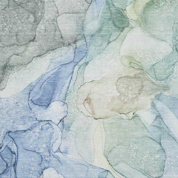HomeRoots 9' X 12' Blue And Ivory Modern Abstract Area Rug – Washable, UV-Protected, Durable & Stylish Design! 647007
