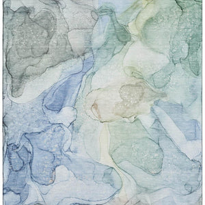 HomeRoots 9' X 12' Blue And Ivory Modern Abstract Area Rug – Washable, UV-Protected, Durable & Stylish Design! 647007