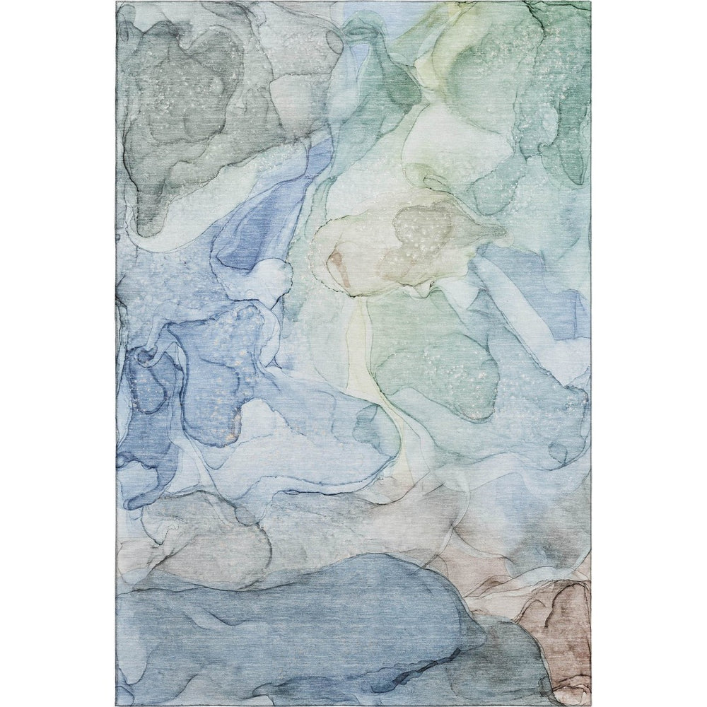 HomeRoots 10' Blue and Ivory Abstract Area Rug – Washable, UV Protected, Perfect for High-Traffic Spaces! 647008