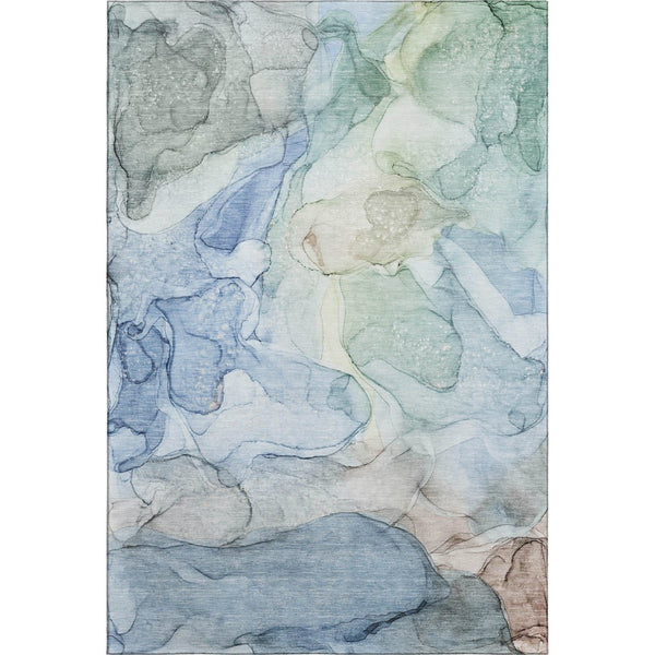 HomeRoots 10' Blue and Ivory Abstract Area Rug – Washable, UV Protected, Perfect for High-Traffic Spaces! 647008
