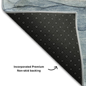 HomeRoots 10' Blue and Ivory Abstract Area Rug – Washable, UV Protected, Perfect for High-Traffic Spaces! 647008