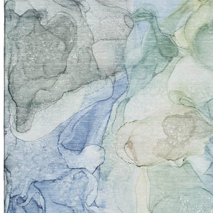 HomeRoots 10' Blue and Ivory Abstract Area Rug – Washable, UV Protected, Perfect for High-Traffic Spaces! 647008