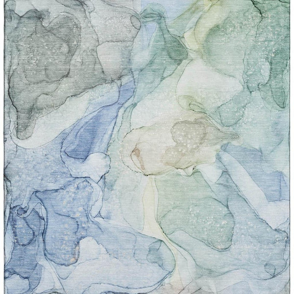 HomeRoots 10' Blue and Ivory Abstract Area Rug – Washable, UV Protected, Perfect for High-Traffic Spaces! 647008