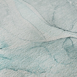 HomeRoots 8' Teal & Ivory Abstract Round Rug - Washable, UV-Protected, Durable Design for Active Homes 647011