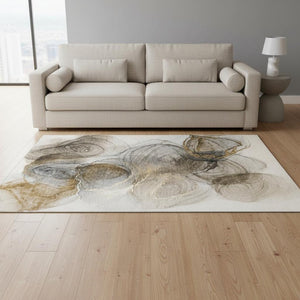 HomeRoots 5' X 8' Brown and Ivory Abstract Area Rug - Stylish, Stain Resistant & UV Protected for Busy Homes 647022
