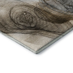 HomeRoots 8' Brown and Ivory Abstract Washable Round Rug - Stylish, Durable, UV Protected for Indoor & Outdoor Use 647023