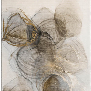 HomeRoots 8' X 10' Brown And Ivory Abstract Washable Area Rug - Durable, UV Protected, Perfect for High-Traffic Spaces! 647024