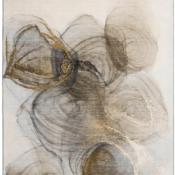 HomeRoots 8' X 10' Brown And Ivory Abstract Washable Area Rug - Durable, UV Protected, Perfect for High-Traffic Spaces! 647024