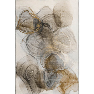 HomeRoots 8' X 10' Brown And Ivory Abstract Washable Area Rug - Durable, UV Protected, Perfect for High-Traffic Spaces! 647024