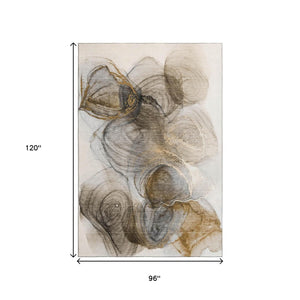 HomeRoots 8' X 10' Brown And Ivory Abstract Washable Area Rug - Durable, UV Protected, Perfect for High-Traffic Spaces! 647024