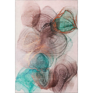 HomeRoots 5' X 8' Washable Burgundy, Blue & Ivory Abstract Area Rug – UV Protected, Stain Resistant & Stylish! 647028