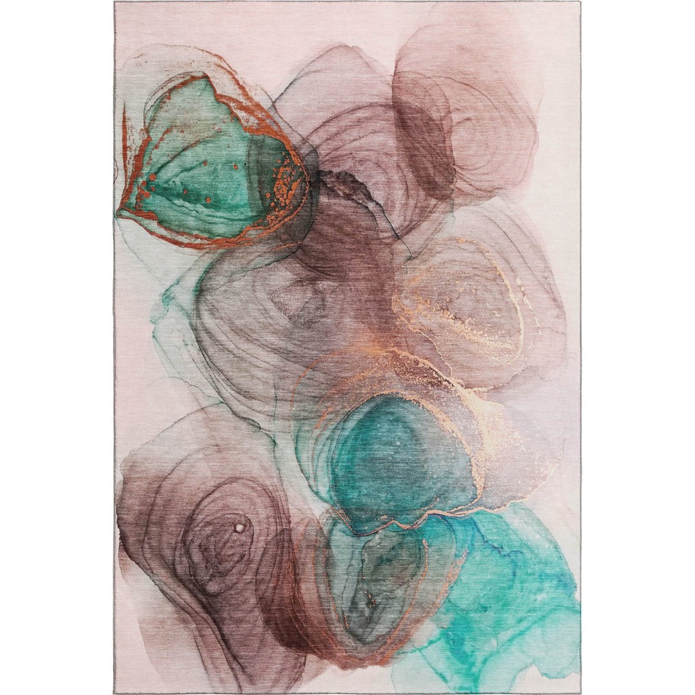 HomeRoots 9' X 12' Abstract Area Rug in Burgundy, Blue & Ivory – Durable, Stain-Resistant, UV-Protected Design 647031