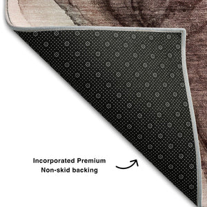 HomeRoots 10' Burgundy, Blue & Ivory Abstract Area Rug - Washable, UV Protected, Stain-Resistant Design for Homes 647032