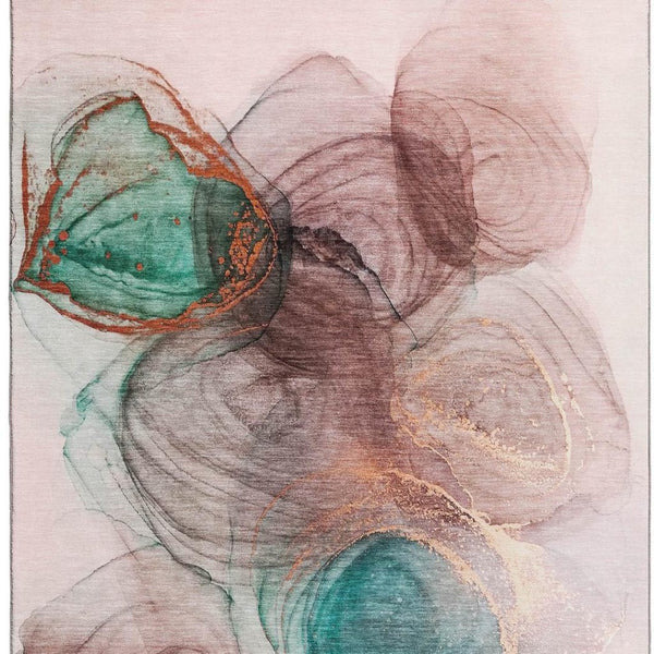 HomeRoots 10' Burgundy, Blue & Ivory Abstract Area Rug - Washable, UV Protected, Stain-Resistant Design for Homes 647032