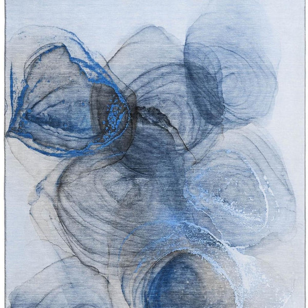 HomeRoots 8' X 10' Navy Blue & Ivory Abstract Area Rug - Washable, UV-Protected, Durable & Stylish for Homes 647036