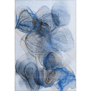 HomeRoots 8' X 10' Navy Blue & Ivory Abstract Area Rug - Washable, UV-Protected, Durable & Stylish for Homes 647036