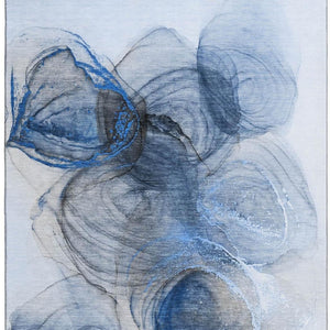 HomeRoots 9' X 12' Navy Blue & Ivory Abstract Area Rug - Stylish, Washable, UV-Protected for High-Traffic Homes 647037