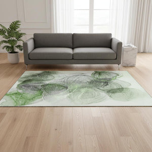 HomeRoots 5' X 8' Olive Green & Ivory Abstract Area Rug - Washable, UV-Protected, Durable for Homes with Kids & Pets 647040