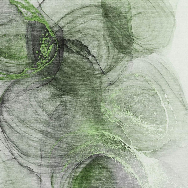 HomeRoots 5' X 8' Olive Green & Ivory Abstract Area Rug - Washable, UV-Protected, Durable for Homes with Kids & Pets 647040