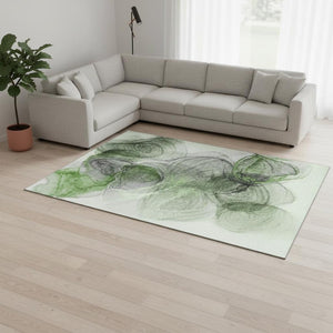 HomeRoots 10' X 14' Olive Green Abstract Area Rug - Washable, Stain Resistant, UV Protected for Modern Homes 647044