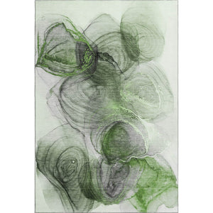 HomeRoots 10' X 14' Olive Green Abstract Area Rug - Washable, Stain Resistant, UV Protected for Modern Homes 647044