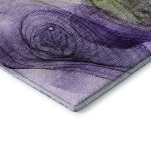 HomeRoots 5' X 8' Washable Abstract Area Rug in Purple, Green & Ivory - UV Protected & Pet-Friendly Design 647046