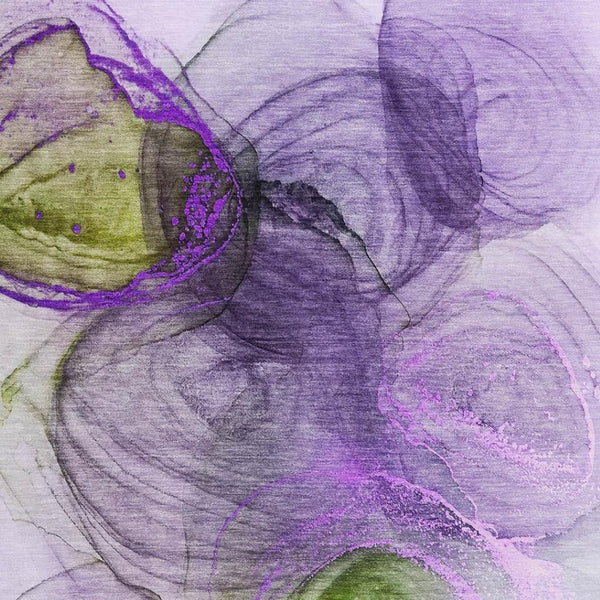 HomeRoots 5' X 8' Washable Abstract Area Rug in Purple, Green & Ivory - UV Protected & Pet-Friendly Design 647046
