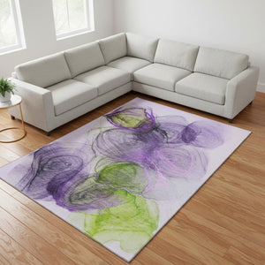 HomeRoots 8' X 10' Abstract Washable Area Rug in Purple, Green & Ivory - UV Protected, Stain Resistant Style 647048