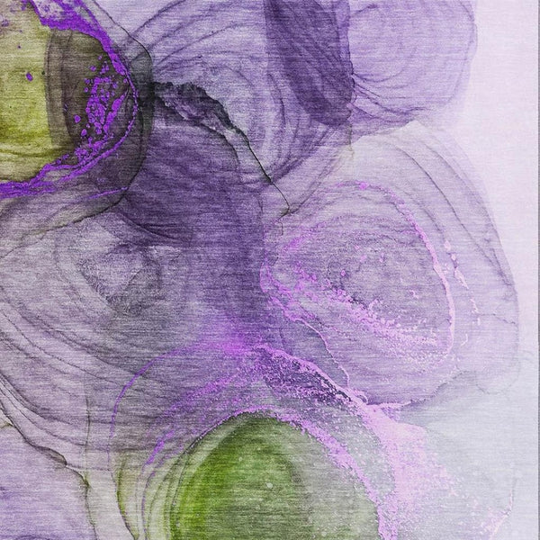 HomeRoots 10' X 14' Washable Abstract Area Rug in Purple, Green & Ivory - UV Protected for High-Traffic Areas 647050