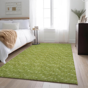 HomeRoots 5' X 8' Fern Green & Ivory Geometric Area Rug - Washable, UV Protected, Stain Resistant & Durable 647052